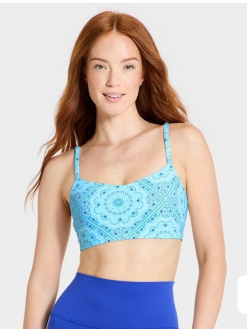All In Motion Women's Everyday Soft Light Support Strappy Sports Bra, Light Blue